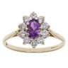 9ct Yellow Gold Amethyst and Cubic Zirconia Cluster Ring
