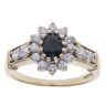 9ct Yellow Gold Cubic Zirconia and Sapphire Cluster Ring