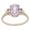 9ct Yellow Gold 0.05ct Diamond and Pink Kunzite Single Stone Ring