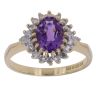 18ct Yellow Gold 0.20ct Round Brilliant Cut Diamond and Amethyst Cluster Ring
