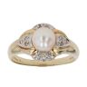 14ct Yellow Gold 0.05ct Single Cut Diamond and Pearl Fancy Ring