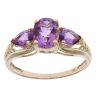 9ct Yellow Gold Amethyst Three Stone Ring