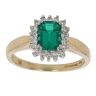 18ct Yellow Gold 0.22ct Diamond and Created Emerald Cluster Ring