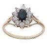 9ct Yellow Gold Cubic Zirconia and Sapphire Cluster Ring
