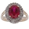 9ct Yellow Gold 0.10ct Diamond and Created Ruby Cluster Ring