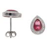 Silver Cubic Zirconia and Red Gemstone Cluster Stud Earrings By Icesia