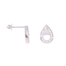 Silver Cubic Zirconia Pear Stud Earrings by Icesia