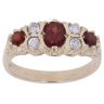 9ct Yellow Gold Garnet and Cubic Zirconia Cluster Ring