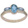 9ct Yellow Gold Blue Topaz Three Stone Ring