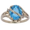 9ct Yellow Gold 0.04ct Diamond and Blue Topaz Solitaire Ring