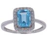 9ct White Gold 0.25ct Diamond and Blue Topaz Cluster Ring