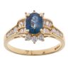 18ct Yellow Gold 0.40ct Brilliant and Baguette Cut Diamond and Sapphire Cluster Ring