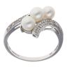 9ct White Gold 0.10ct Diamond and Pearl Fancy Ring