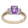 9ct Yellow Gold 0.05ct Diamond and Amethyst Ring