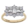 18ct Yellow Gold 1.08ct Brilliant and Baguette Cut Diamond Cluster Ring