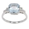 Platinum Diamond And Aquamarine 3 Stone Ring