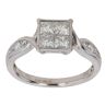 18ct White Gold 1.00ct Princess and Brilliant Cut Diamond Cluster Ring