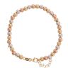 18ct Yellow, White and Rose Gold Bead Bracelet 7"