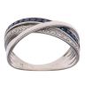 9ct White Gold 0.10ct Diamond and Sapphire Crossover Ring