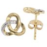 Gold Plated Silver Diamond Trefoil Stud Earrings