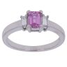 18ct White Gold 0.10ct Diamond and Pink Sapphire Three Stone Ring