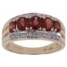 9ct Yellow Gold 0.03ct Diamond and Garnet Three Row Ring