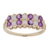 9ct Yellow Gold Amethyst and Opal Two Row Ring
