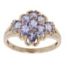 9ct Yellow Gold 0.05ct Brilliant Cut Diamond and Tanzanite Cluster Ring