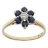 18ct Yellow Gold 0.15ct Brilliant Cut Diamond and Sapphire Daisy Cluster Ring