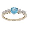9ct Yellow Gold 0.06ct Diamond And Created Topaz Heart Ring