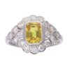 Platinum 1.50ct Yellow Sapphire and 0.55ct Diamond Cluster Ring
