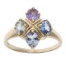 9ct Yellow Gold Multi Gemstone Cluster Ring