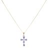 9ct Yellow Gold 0.05ct Diamond and Tanzanite Cross Pendant and Chain 18"