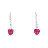 Silver Red Gem Drop Earrings