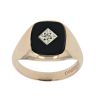 9ct Yellow Gold 0.01ct Diamond and Onyx Signet Ring