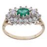 9ct Yellow Gold 0.35ct Diamond and Emerald Cluster Ring