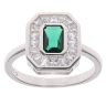 Silver Cubic Zirconia and Emerald Cluster Ring
