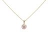14ct Yellow Gold Cubic Zirconia And Pink Stone Heart And 18" Chain