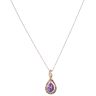 14ct Rose Gold 0.25ct Diamond and Amethyst Pendant and Chain 18"