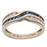 9ct Yellow Gold Cubic Zirconia and Sapphire Crossover Ring