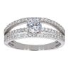 Silver Cubic Zirconia Solitaire Tri Band Ring by Icesia
