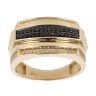 14ct Yellow Gold Cubic Zirconia Black Gemstone Signet Ring