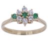 9ct Yellow Gold Cubic Zirconia and Emerald Cluster Ring