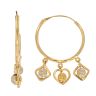 22ct Yellow and White Gold Bauble Dropper Hoop Earrings