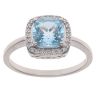 9ct White Gold 0.15ct Brilliant Cut Lab Grown Diamond and Blue Topaz Cluster Ring