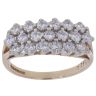 9ct Yellow Gold Cubic Zirconia Three Row Ring