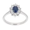 9ct White Gold Sapphire and Diamond Cluster Ring