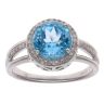 9ct White Gold 0.20ct Diamond and Blue Topaz Cluster Ring