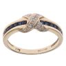 9ct Yellow Gold 0.05ct Diamond and Sapphire Crossover Ring
