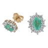 9ct Yellow Gold Emerald and Diamond Cluster Earrings